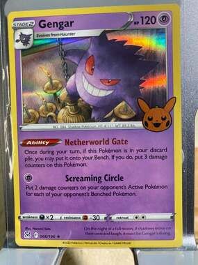 Gengar 066/196 (Trick or Trade Stamped) Lost Origin Holo Rare Pokemon Card NM